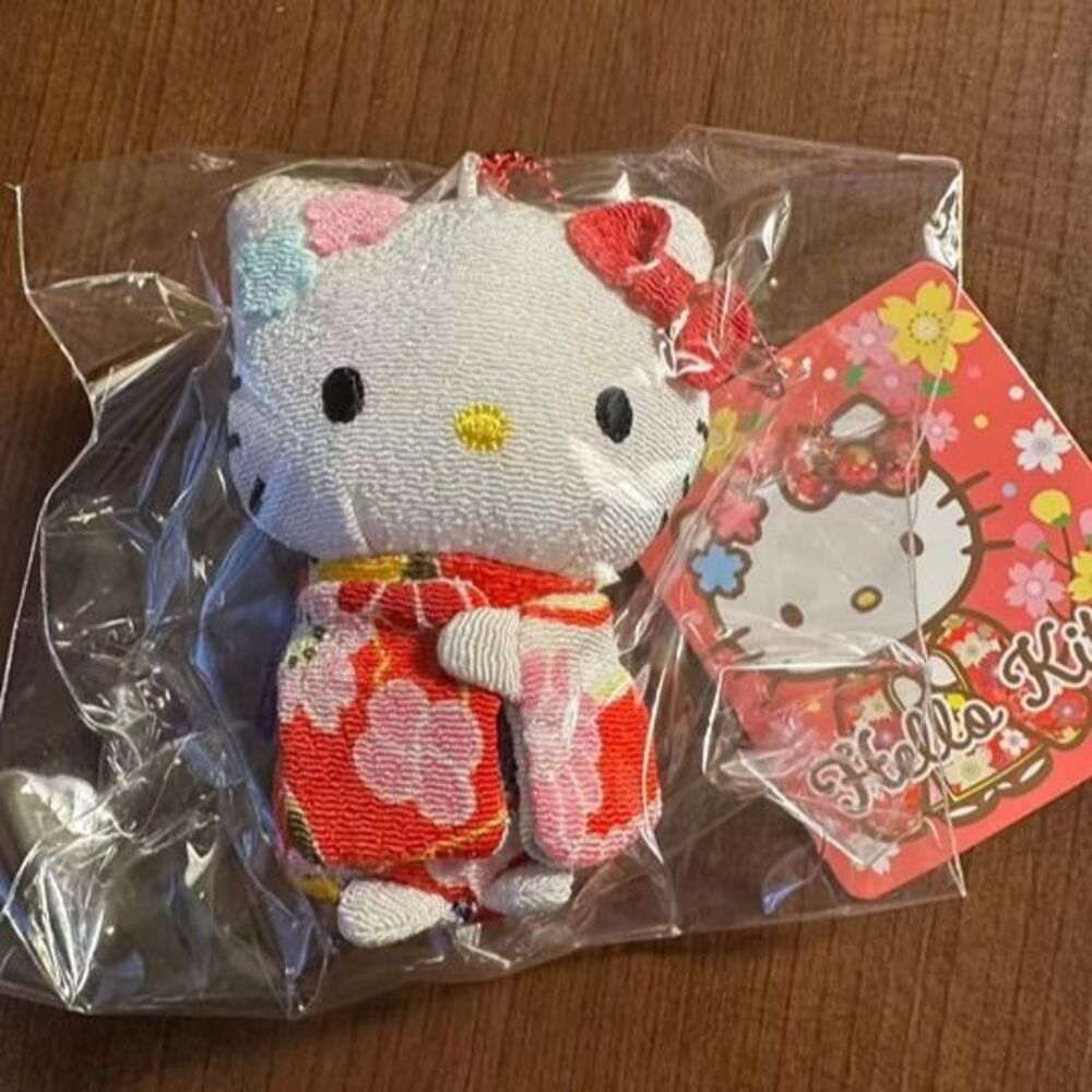 Hello Kitty Kimono Chirimen Bag Charm Sanrio Plush Mascot Keychain Japan